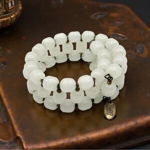 Vintage Signed Miriam Haskell Lucite Wrap Bracelet Translucent 6-8"